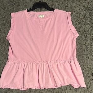Pink Ruffle Hem Top
